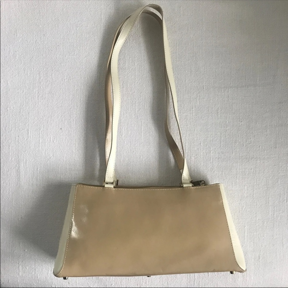 Gently used two tone Italian leather bag.